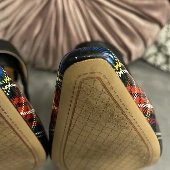 Jessica Simpson Cassiya Blue Plaid Ankle Strap Pumps - Picture 8 of 8